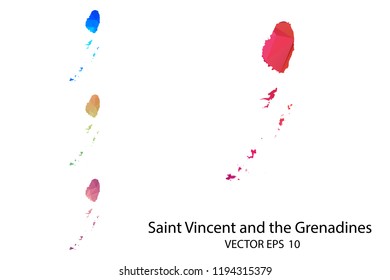 Set of Polygonal Map blank on white Background - Saint Vincent and the Grenadines map of isolated. Vector Illustration Eps10.