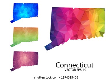 Set of Polygonal Map blank on white Background - Connecticut map of isolated. Vector Illustration Eps10.