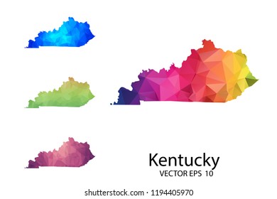 Set of Polygonal Map blank on white Background - Kentucky map of isolated. Vector Illustration Eps10.