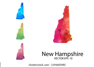 Set of Polygonal Map blank on white Background - New Hampshire map of isolated. Vector Illustration Eps10.