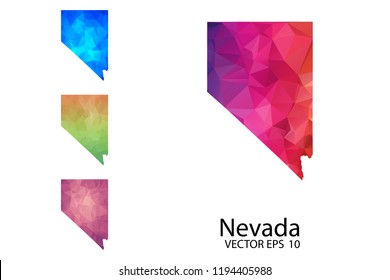 Set of Polygonal Map blank on white Background - Nevada map of isolated. Vector Illustration Eps10.