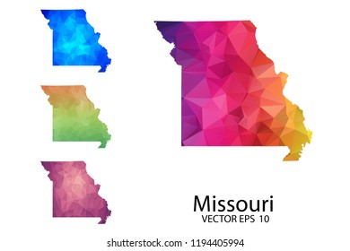 Set of Polygonal Map blank on white Background - Missouri map of isolated. Vector Illustration Eps10.