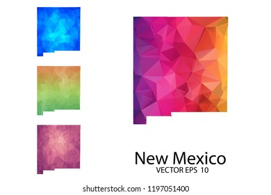 Set of Polygonal Map blank on white Background - New Mexico map of isolated. Vector Illustration Eps10.
