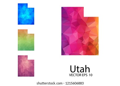 Set of Polygonal Map blank on white Background - Utah map of isolated. Vector Illustration Eps10.