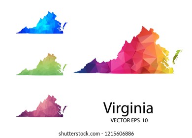 Set of Polygonal Map blank on white Background - Virginia map of isolated. Vector Illustration Eps10.