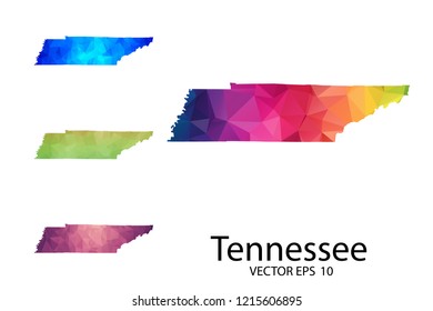 Set of Polygonal Map blank on white Background - Tennessee map of isolated. Vector Illustration Eps10.