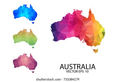 Set of Polygonal Map blank on white Background - Australia map of isolated. Vector Illustration Eps10.