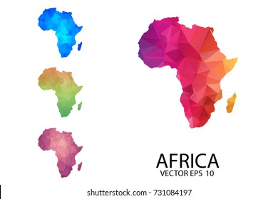 Set of Polygonal Map Blank on White Background - Africa map of isolated. Vector Illustration eps10.