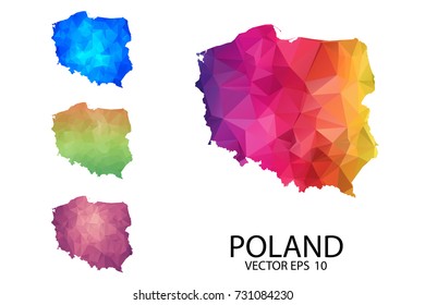 Set of Polygonal Map blank on white Background - Poland map of isolated. Vector Illustration Eps10.