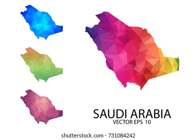 Set of Polygonal Map blank on white Background - Saudi Arabia map of isolated. Vector Illustration Eps10.