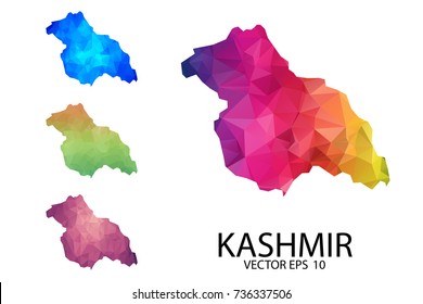 Set of Polygonal Map blank on white Background - Kashmir map of isolated. Vector Illustration Eps10.