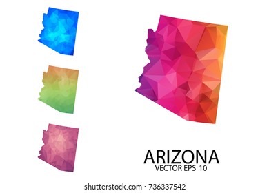 Set of Polygonal Map blank on white Background - Arizona map of isolated. Vector Illustration Eps10.