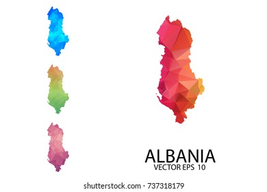 Set of Polygonal Map blank on white Background - Albania map of isolated. Vector Illustration Eps10.