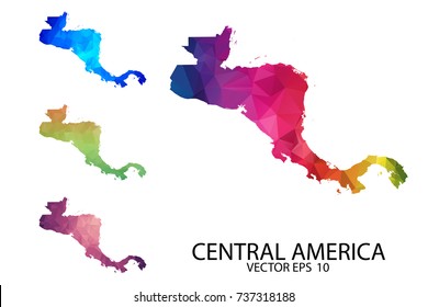 Set of Polygonal Map blank on white Background - Central America Map of isolated. Vector Illustration Eps 10.