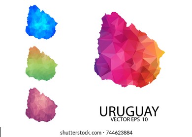 Set of Polygonal Map blank on white Background - Uruguay map of isolated. Vector Illustration Eps10.