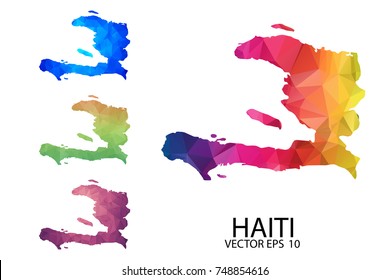 Set of Polygonal Map blank on white Background - Haiti map of isolated. Vector Illustration Eps10.