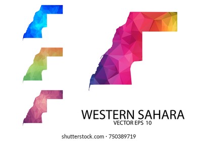 Set of Polygonal Map blank on white Background - Western Sahara map of isolated. Vector Illustration Eps10.
