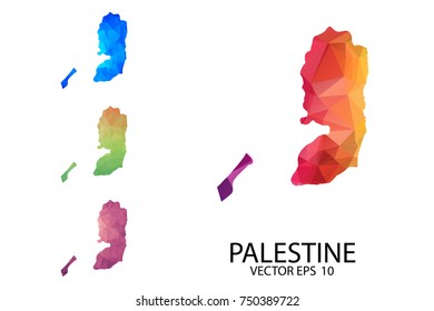 Set of Polygonal Map blank on white Background - Palestine map of isolated. Vector Illustration Eps10.