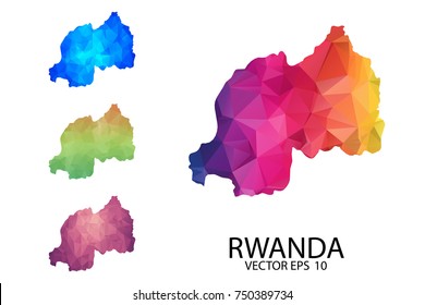 Set of Polygonal Map blank on white Background - Rwanda map of isolated. Vector Illustration Eps10.