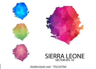 Set of Polygonal Map blank on white Background - Sierra Leone map of isolated. Vector Illustration Eps10.