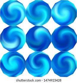 Set of polygonal modern backgrounds. Many-sided style of 90th, 80th. Trendy soft color logo. Blue fluid colorful gradient shapes for your mobile app and screens.