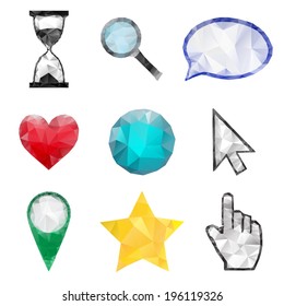 Set of polygonal multicolored icons