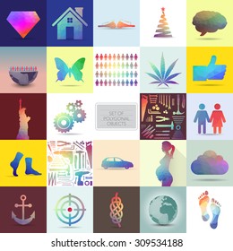 Set of polygonal objects, illustration