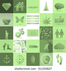 Set of polygonal objects, illustration