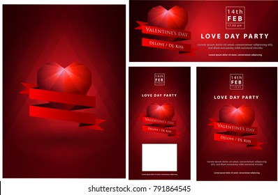
Set of Polygonal red heart adn ribbon  Valentine's Day  Party / Vector illustration for Wallpaper, flyers, invitation, posters, brochure, banners.