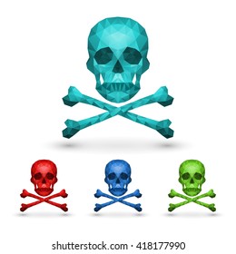 Set polygonal skulls. Vector illustration