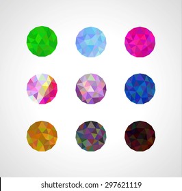 a set of polygonal sphere ball on a light background