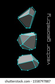 Set of polygonal stones.Plexus banner vector .Fantastic techno elements for design.	