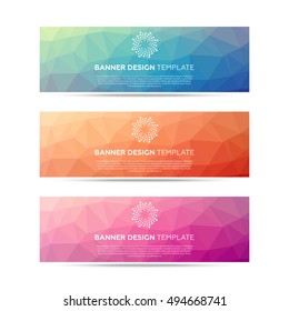 set of polygonal style banner designs. abstract low poly backgrounds