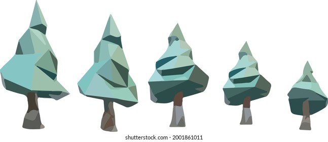 Set polygonal trees and bushes with different crowns. 