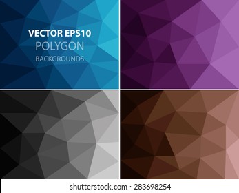 Set of Polygonal triangle background vector polygon geometric gradient color for text and message flyer brochure template artwork design