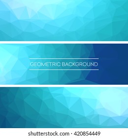 Set of polygonal triangular blue background banners design. Vector illustration EPS10