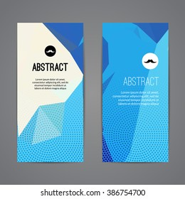 Set of polygonal triangular colorful background banners poster booklet with swirls for modern design, youth graphic concept.