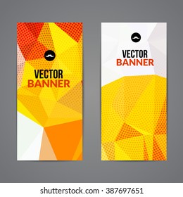 Set of polygonal triangular colorful background banners poster booklet with swirls for modern design, youth graphic concept.