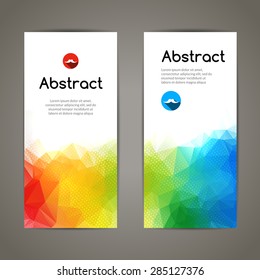 Set of polygonal and triangular geometric colorful banners for modern designs