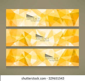 Set of polygonal yellow geometric banners