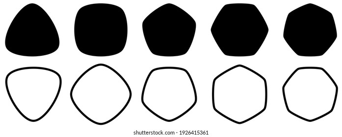 Set of polygons with rounded corners - triangle, square, pentagon, hexagon, heptagon - can be used as icons - Shutterstock ID 1926415361