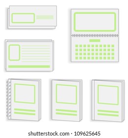 a set of polygraph objects, green style