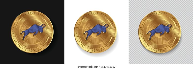 Set of Polymath POLY cryptocurrency logo in golden coins vector illustration isolated in white, dark and transparent background. Can be used as crypto brand sticker, icon, badge, and website graphic