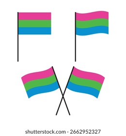 Conjunto de banderas polisexuales. Concepto LGBTQI. Ilustración de diseño plano.

