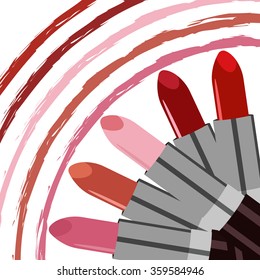 set of pomade lipstick different colors with trace