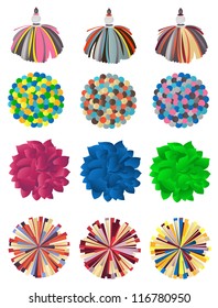 Set of pompons on a white background