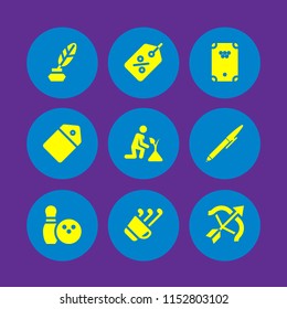  set with pool, archery, gardening and golf vector icons for web and mobile app