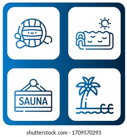 Set of pool icons. Such as Waterpolo, Swimming pool, Sauna, Pool , icons