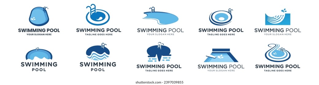 set of pool logo design inspirations.