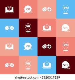 Set pop art 3d modeling, Virtual reality, Gamepad and  icon. Vector